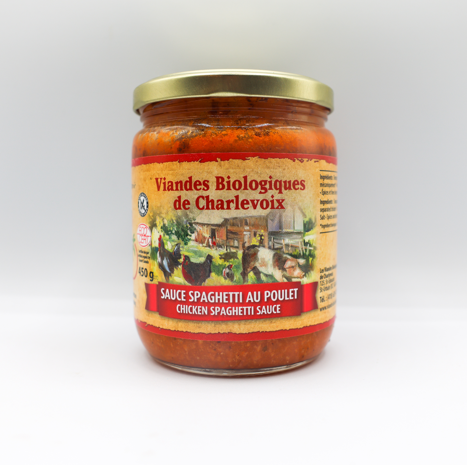Sauce spaghetti au poulet biologique