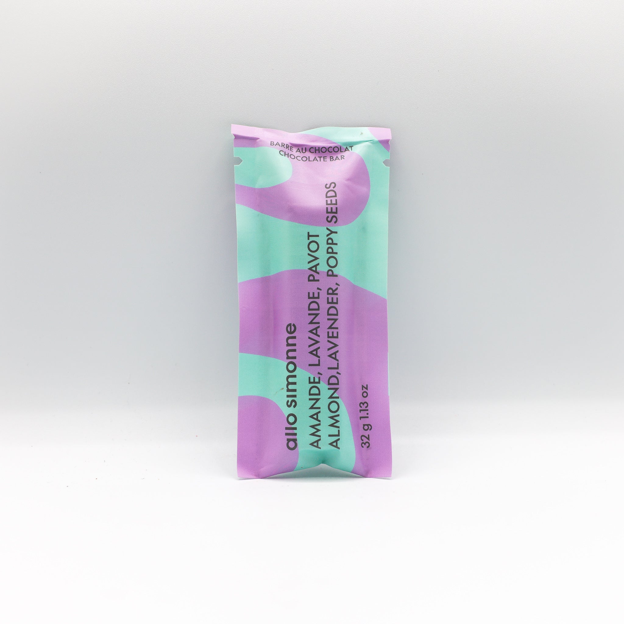 Barre au chocolat amande, lavande, pavot