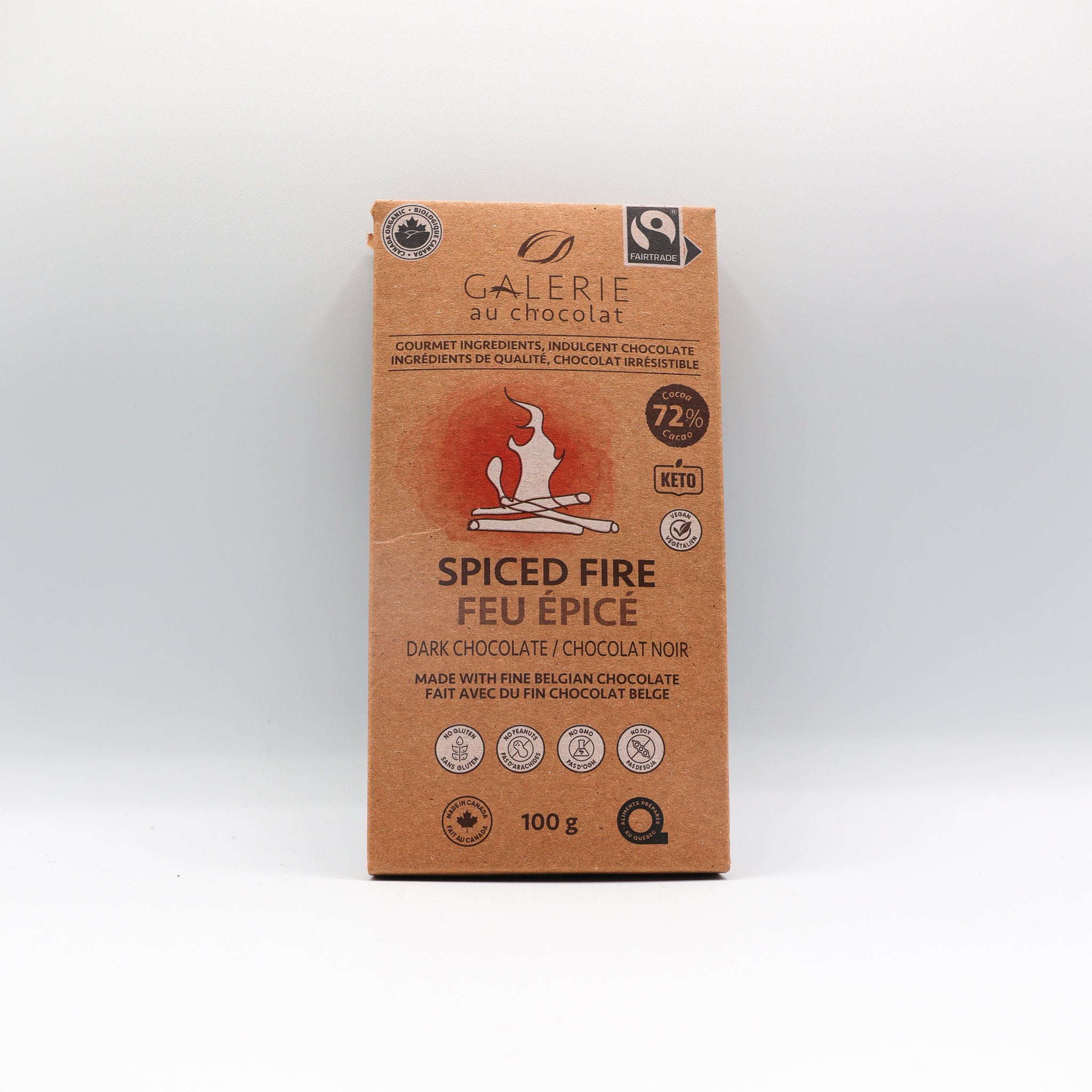 Chocolat bio noir feu épicé