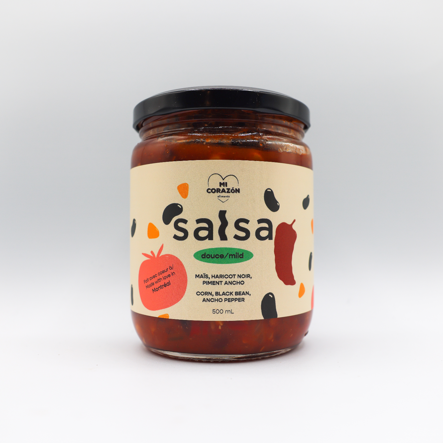 Salsa maïs, haricot noir et piment Ancho