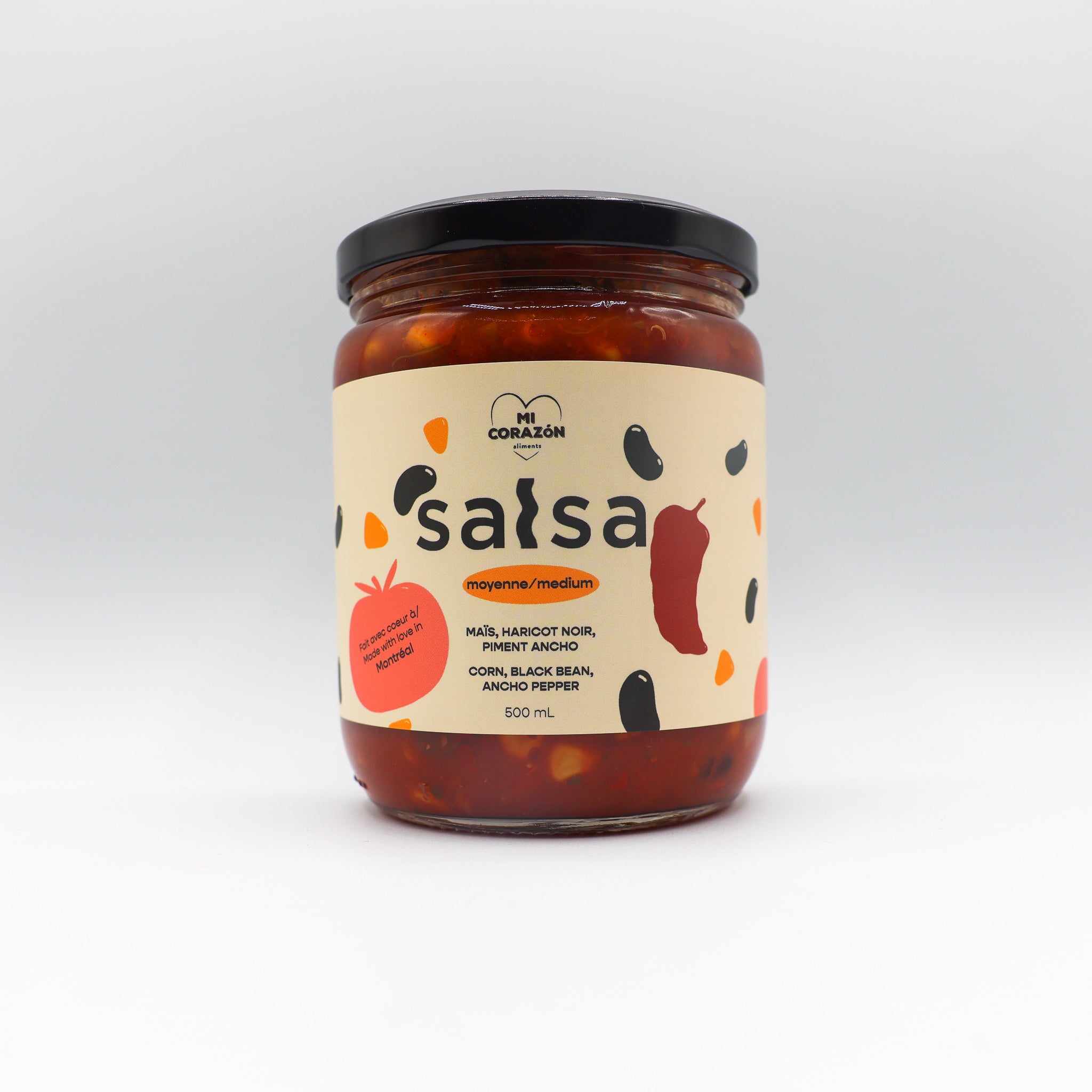 Salsa maïs, haricot noir, piment ancho