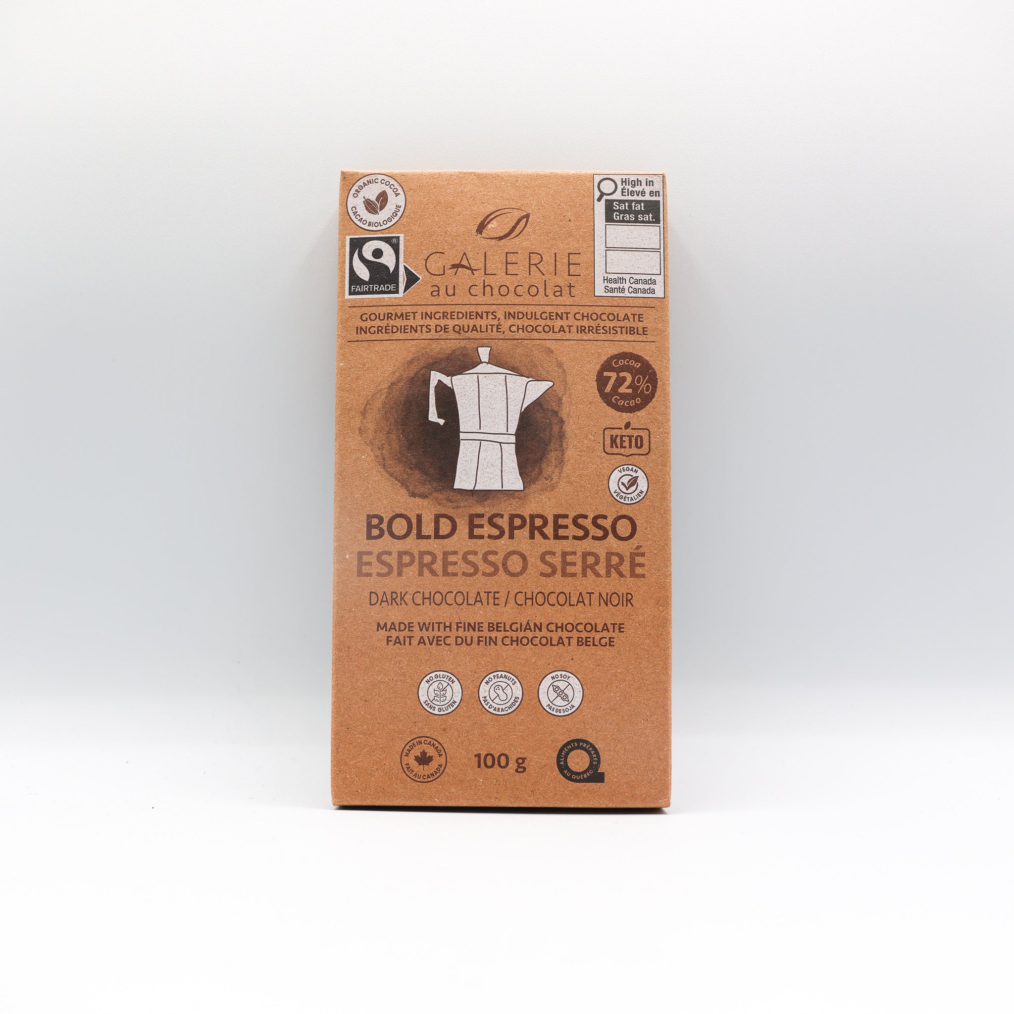 Chocolat bio noir espresso serré